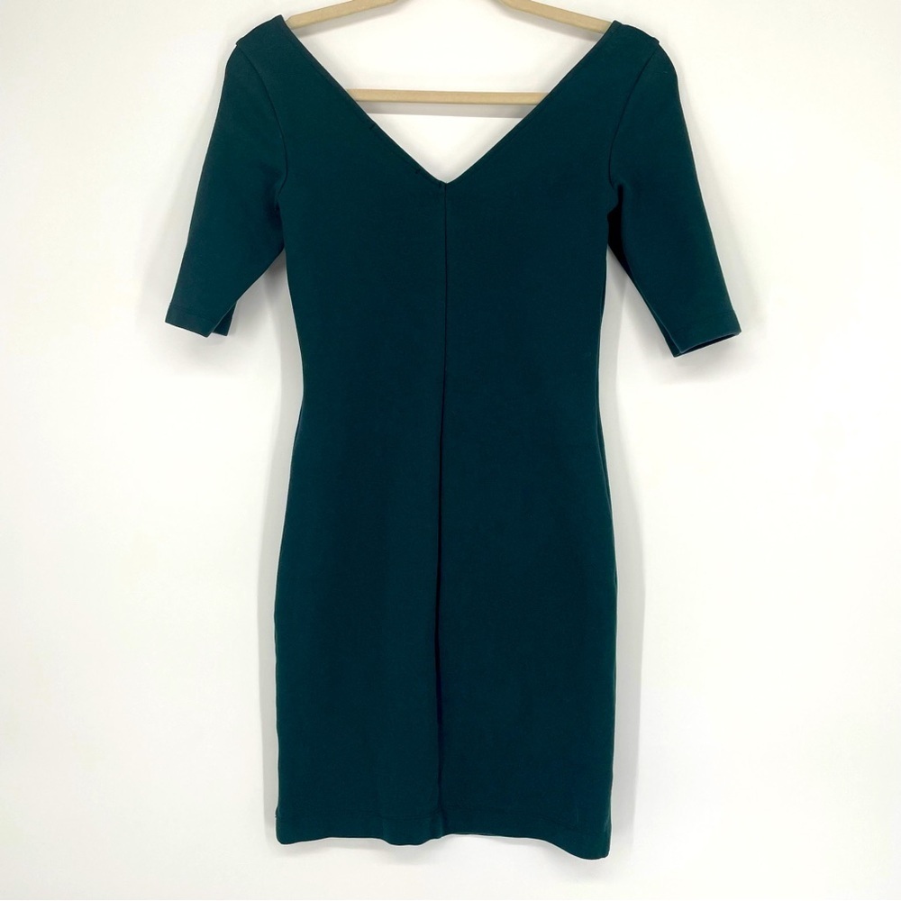 Amour Vert Bodycon Dress Hunter Green V-Neck Half Sleeve Size XS - Picture 2 of 5